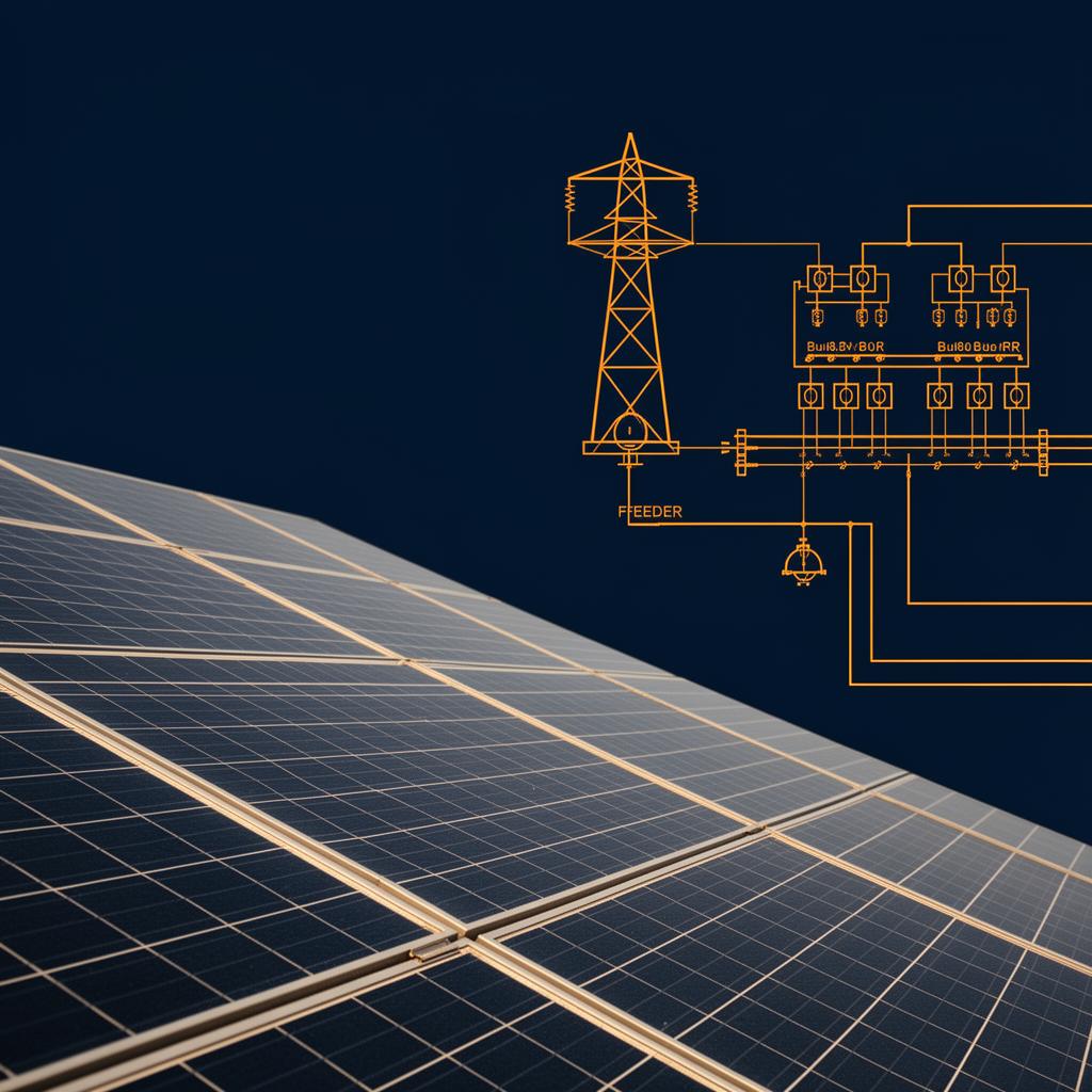 Paneles solares fotovoltaicos integrados con diagrama unifilar eléctrico